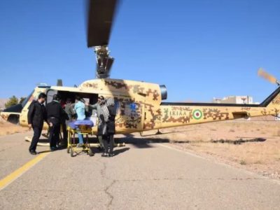 پرواز بالگرد اورژانس برای نجات جان نوجوان ۱۷ ساله در خمین